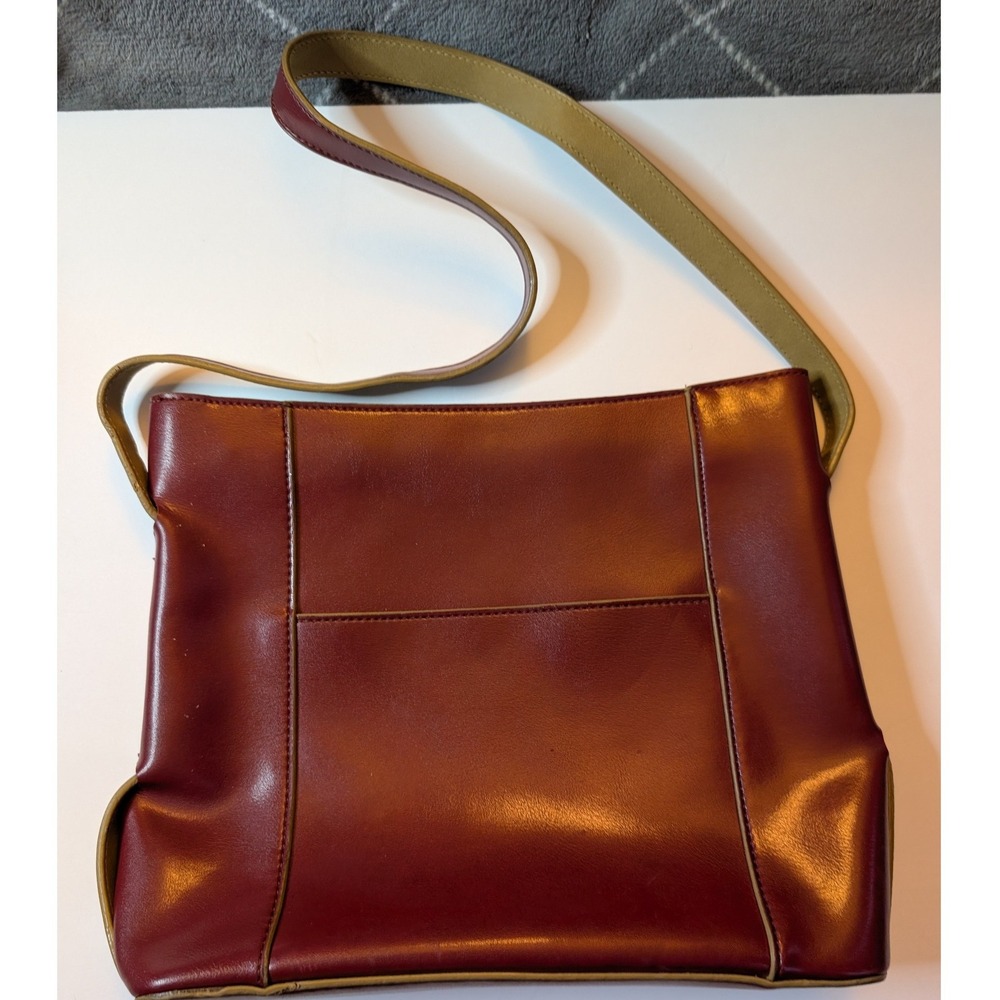 Mondani Vintage Y2K Minimalist Faux Leather Shoulder Bag Purse Burgundy Red